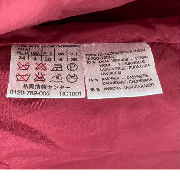 Max Mara Womens Wool Cashmere Crop Blazer Jacket Flap Pocket Size 4 Red - Picture 6 of 8